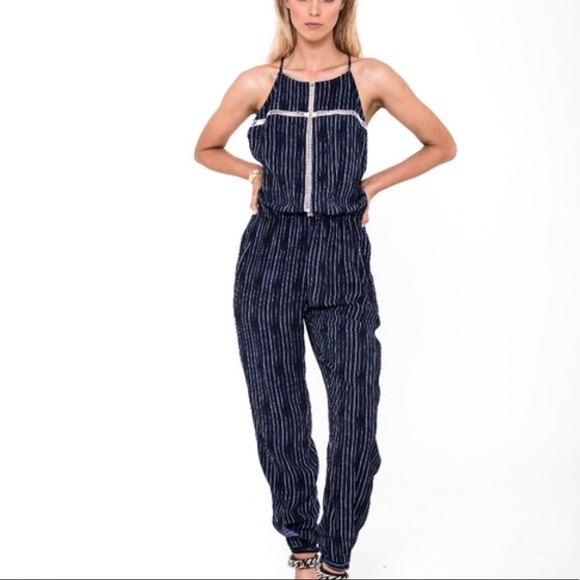 blue pants white stripes